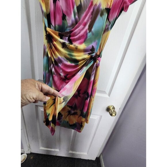 Joseph Ribkoff Floral Faux Wrap Dress Size 10 - Picture 9 of 11